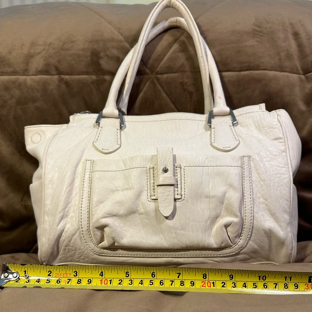 Cole Haan white satchel with multiple compartments